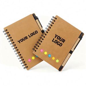 Ys042 Customizable Logo Kraft <b>Notepad</b> With Memo Sticky Notes Printed Promotion Notebook and Pen Set - Product Image 1