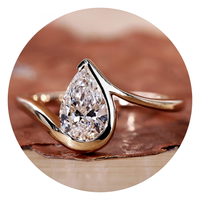 Anillo de Compromiso Solitario con Diamante Cultivado en Laboratorio, Corte Pera, Personalizado, Oro Amarillo Sólido de 14K/18K, Certificado IGI, Claridad VVS, CVD/HPHT