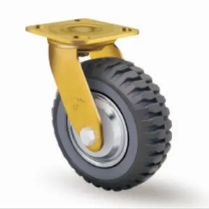 美式重型弹性合成橡胶手推车脚轮5/6/8英寸刚性旋转工业手推车车轮