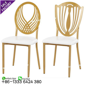 Chaises de salle à manger rondes en métal doré blanc empilables Sinoperfect, chaises de salle à manger de luxe modernes pour hôtel, banquet, événement - Product Image 6