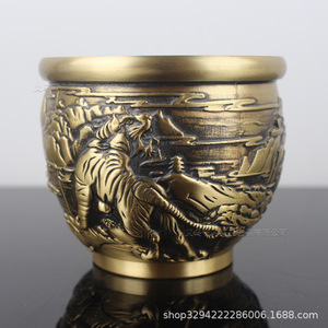 Vasi in ottone Dingtong Bai Fu, Vasi per riso in rilievo, Ornamenti da ufficio, <span class=keywords><strong>Tigre</strong></span>, Vasi portagioie, Artigianato all'ingrosso - Product Image 2
