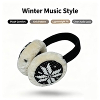 Casque filaire en peluche chaude d'hiver avec cache-oreilles tricotés flocon de neige, micro, 3,5 mm, USB, ENC, étanche IPX7, circum-auriculaire, pour temps froid
