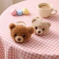 En gros, Mini porte-clés tête d'ours en peluche Kawaii, mignon, doux, 3D, moelleux, jouet animal en peluche, pendentif de sac, cadeau