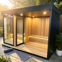 Sauna traditionnel en bois de pruche avec douche, poêle à vapeur extérieur, cabane en bois
