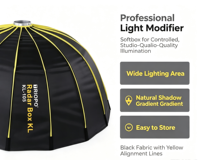 Triopo KL-85 120cm CM Easy Lock Diffuseur Beauty Dish Pliable en Alliage d'Aluminium Argenté à Pliage Rapide pour Monture Bowens Studio