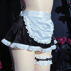 Ensemble de lingerie érotique 5 pièces pour femme, style babydoll, avec tablier à volants, pour cosplay de femme de chambre, lingerie intime sexy, costume de femme de chambre française - Product Image 6