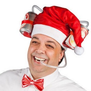 Christmas <b>Drink</b> <b>Hat</b> Red Satin Beer Helmet Party Accessory Unisex Winter Festive <b>Hat</b> - Product Image 1