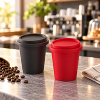Tasse à café finition mate, corps conique, couvercle à pression, deux couleurs, surface unie, ensemble de vaisselle
