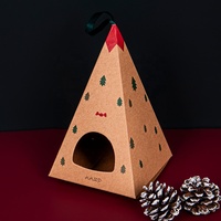 Boîte à bonbons de Noël personnalisée en forme de triangle, en matériaux recyclés, impression quadricolore, papier kraft fait main, pour cadeau alimentaire