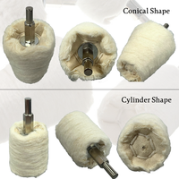 Champignon cône/colonne/boule/tampon en forme de T Roue de polissage en coton avec poignée de 1/4 "6pcs Set