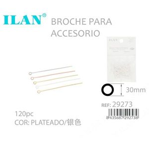 Ilan Broche Para Accesorio 30mm Plateado 120pc - Product Image 3