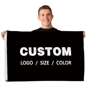 Drapeaux personnalisés 3x5 pieds à prix de gros, imperméables, simple face, avec mât en aluminium et œillets 100% polyester - Promotion économique - Product Image 1