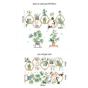 Boreal stile europeo verde foglia in vaso adesivi murali decorazione armadio adesivo <span class=keywords><strong>per</strong></span> cucina - Product Image 6