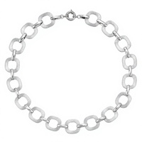 Collar de Eslabones Cuadrados en Tono Plateado Personalizado, Cadena con Acabado Liso para Mayoristas