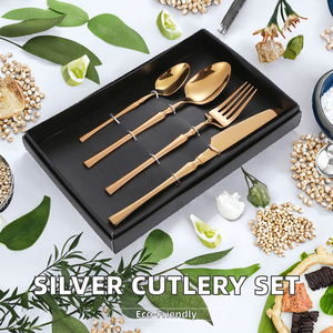 Ensemble de couverts de luxe en acier inoxydable, poli miroir, fourchette, cuillère, couteau, design nordique, argenterie, cadeaux d'affaires - Product Image 2