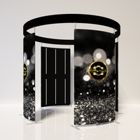 Vente en gros 360 Photomaton Led boîtier incurvé 360 caméra vidéo cabine toile de fond mur Portable taie d'oreiller Photo stand toile de fond