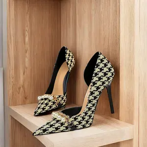 Sepatu wanita sandal desain pinggang rendah kulit paten sepatu gaun fashion grosir kasual renda sepatu hak tinggi sepatu wanita