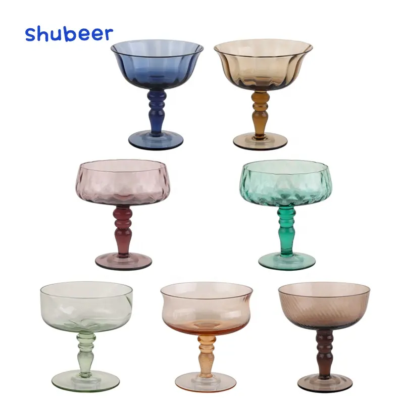 Luxury Multi-Color 6oz Colored Wine Glasses Unique Fall Drinking Cups with Stem Crystal Glassware Gift