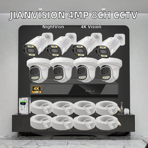 Système de caméra <span class=keywords><strong>IP</strong></span> POE Jianvision 4MP 8 canaux, dôme intérieur/extérieur, étanche, avec vision nocturne, corps métallique, NVR, câbles LAN, application XM - Product Image 2