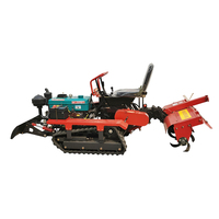 Mini-rupsbandtractor met voorblad, 25PK/35PK, rotorkopeg voor landnivellering en grondbewerking op landbouwgrond