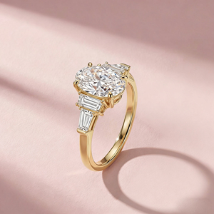 แหวนเงินแท้สั่งทำพิเศษ ทองคำแท้ 10K/14K/18K ทรงคลาสสิก เพชรเพาะเลี้ยง CVD คุณภาพ IGI VVS-VS รูปไข่/รูปทรงเหลี่ยม สำหรับงานหมั้น งานเลี้ยง แฟชั่น - Product Image 5