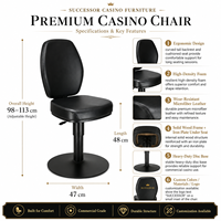 Fauteuil de jeu commercial SUCCESSOR pour casino, siège pivotant durable avec mousse haute densité et logo personnalisé