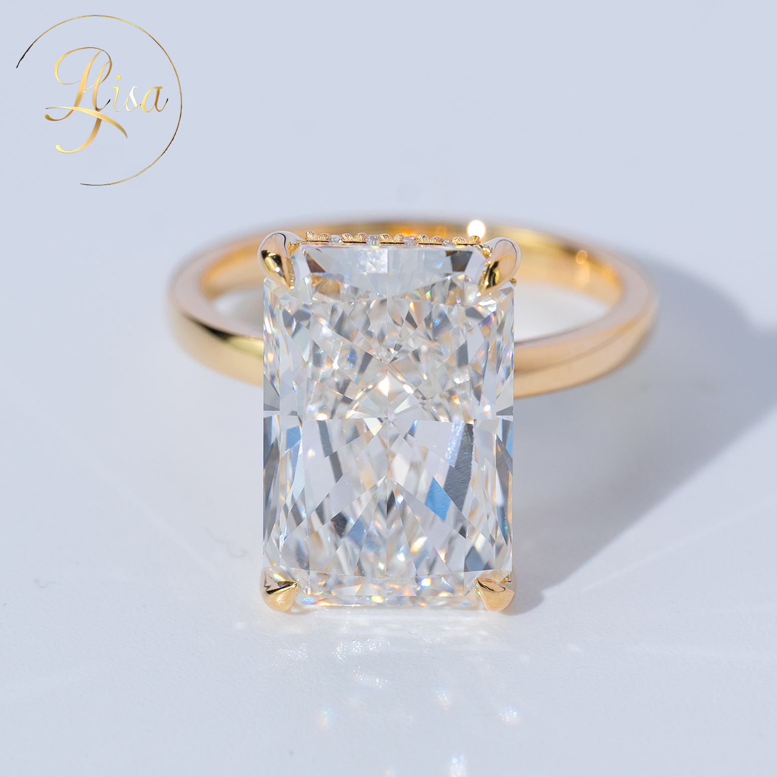 Роскошные пользовательские 7.2CT VVS лабораторные бриллиантовые обручальное кольцо для женщин желтое золото 925 Серебряные украшения