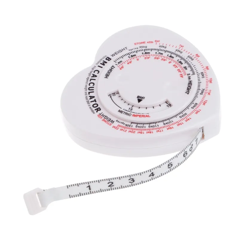 Custodia in plastica di misura nastro di misura di nastro BMI calculator BMI corpo di massa pvc health medical/a forma di cuore regalo di bmi misura di nastro