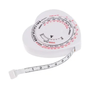 Plastic case measuring tape BMI calculator body mass pvc health medical measure tape / heart shape bmi gift tape measure