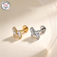 Freya ASTM-F136 Titane Filetage Interne Zircon Plat pour Piercing Hélix Cartilage Lèvre Bijoux Corporels Or Argent Vente en Gros