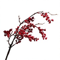 Branche de baies rouges artificielles, fausses baies d'hiver, pour la décoration de la maison, du salon, des mariages et de Noël
