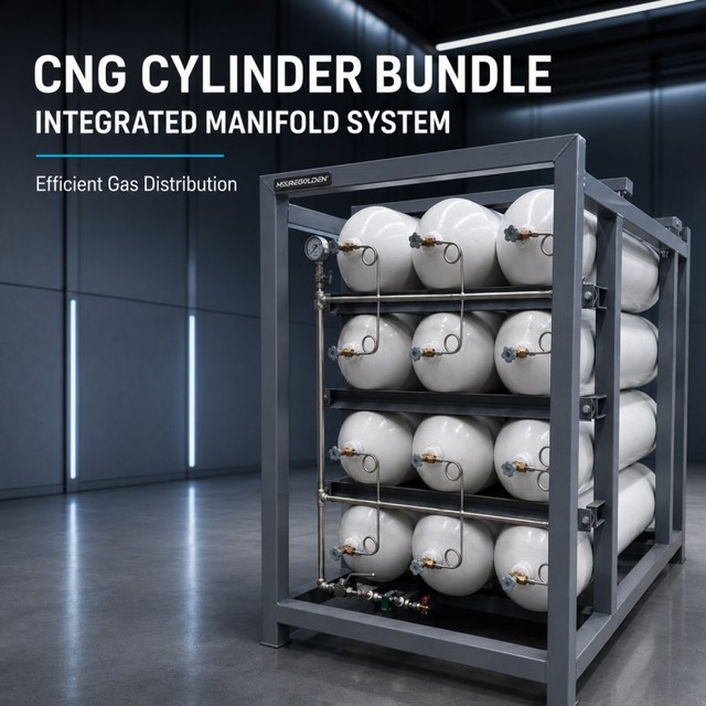 Industrial Compressed Natural Gas Storage Cascade with 12 Seamless Cylinders and Integrated Manifold