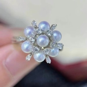 10587 Accessoires de perles DIY, anneau en argent S925, support vide avec design givré, perles de 8 à 12 mm pour la décoration de bijoux - Product Image 1