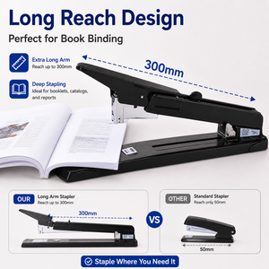 Nouvelle <span class=keywords><strong>agrafeuse</strong></span> à <span class=keywords><strong>papier</strong></span> manuelle à grand bras long en métal de grande capacité personnalisée pour le bureau - Product Image 3