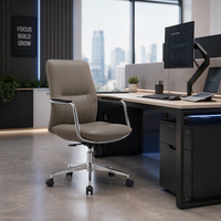Chaise de bureau ergonomique pivotante en cuir à dossier moyen, chaise de direction moderne de luxe, personnalisation, vente en gros OEM, prix de gros