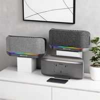 Altavoz Bluetooth de Pared con Batería Extraíble, Altavoz de Tela con Luz RGB, Sistema de Subwoofer Portátil para el Hogar
