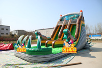 Glissière d'eau tropicale/dinosaure commerciale de 18 pieds avec piscine arrière-cour gonflable maison de rebond d'eau en plein air enfants adultes fête