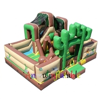 Château gonflable commercial à thème western avec toboggan, idéal pour les fêtes d'enfants et la location