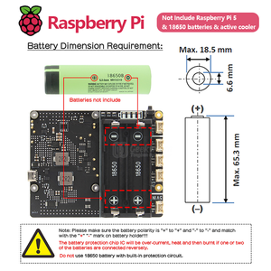 Ván geekworm <span class=keywords><strong>Raspberry</strong></span> <span class=keywords><strong>Pi</strong></span> 5 18650 Ups, x1201 v1.1 quản lý điện năng Hội Đồng Quản trị với Auto Power On cho <span class=keywords><strong>Pi</strong></span> 5 - Product Image 5