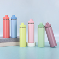 Edelstahl 22 oz Sportflasche mit Weiter Öffnung, Ausgießer und Griffdeckel, Fitness-Becher, Isolierter Reise- und Fahrradbecher