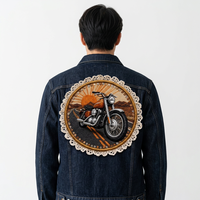 Patch brodé 3D rond en relief pour la décoration de vestes en jean, sacs à dos et vêtements de moto