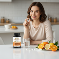 Complément Alimentaire Végétalien en Gros sous Marque Blanche OEM – Capsules de Vitamine C (120 unités) pour l'Immunité et l'Antioxydation des Adultes