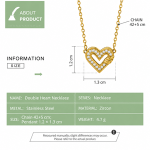 Collier pendentif cœur avec incrustation de zircon cubique, plaqué or rose et argent, chaîne en alliage, style romantique, unisexe, à porter au quotidien - Product Image 3
