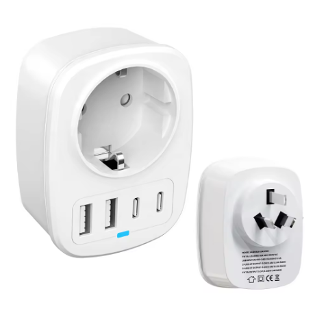 HONPNK Wholesale Price EU USB Travel Adaptor Eu to UK Extension Plug Adapter With USBA+USB-C