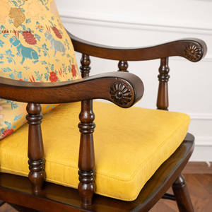 เก้าอี้ไม้ห้องนั่งเล่นสไตล์อเมริกันวินเทจปรับสมดุลโยกโยกไม้เก้าอี้นอนตอนบ่าย - Product Image 3