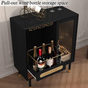 SENYU Meuble Bar Moderne en Bois Vert pour Liqueurs et Café, Étagère à Verres à Vin, Rangement Coulissant pour Bouteilles, Panneau MDF, 5+ Compartiments, Autoportant - Product Image 2