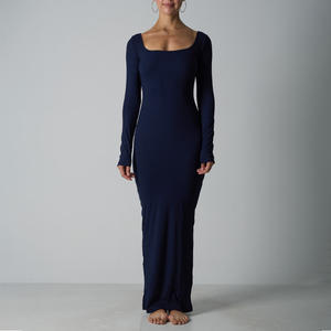 SK1235 <span class=keywords><strong>abito</strong></span> donna eco-friendly dritto a manica lunga con collo quadrato Casual estate autunno <span class=keywords><strong>nero</strong></span> Party Club <span class=keywords><strong>in</strong></span> maglia abiti - Product Image 6