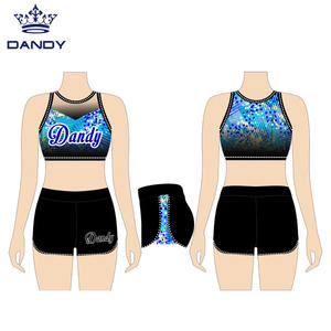 Dandy Sublimación personalizada Mujeres Niños Cheer Shorts y sujetador Ropa de práctica de porristas - Product Image 4