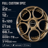 Jantes forgées en bronze à 5 trous, 3 pièces, 22x12 5x120 ET35 6061 T6, jantes profondes personnalisées pour Land Rover