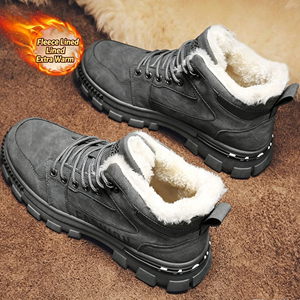 Chaussures en coton chaudes et épaisses doublées de polaire pour hommes, bottes de travail antidérapantes, chaussures de sécurité pour le travail industriel en extérieur - Product Image 3